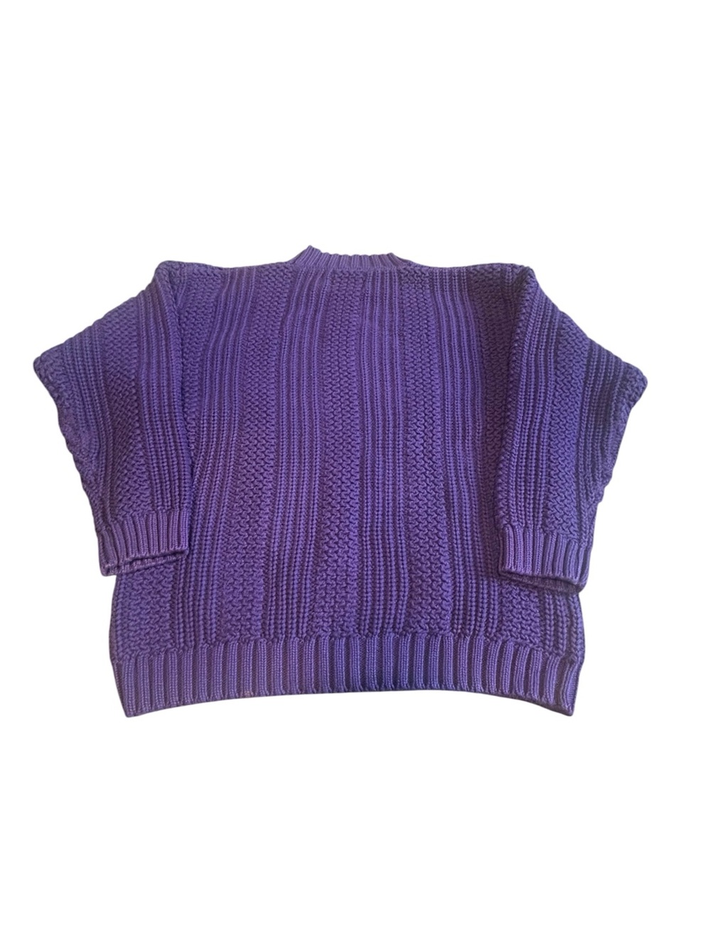 Vintage Eddie Bauer Purple Textured Cotton Mock Neck Sweater Large 90s - Picture 2 of 11